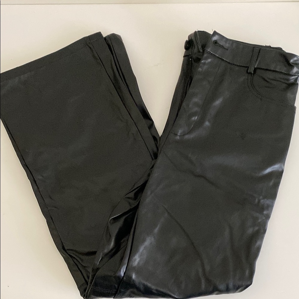 Women’s faux leather pants black boot cut size Medium 28” faux leather sexy
